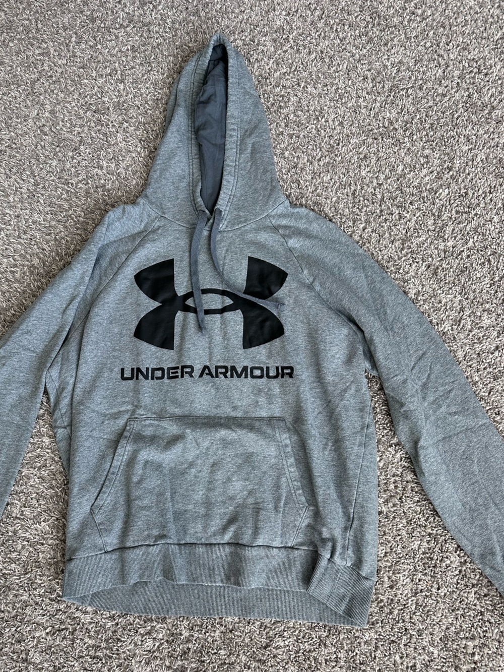 Under Armour Gray Men's Pullover Hoodie with Black Logo